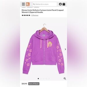 Lizzie McGuire Her Universe Purple Zip Hoodie XL Disney Y2K BoxLunch